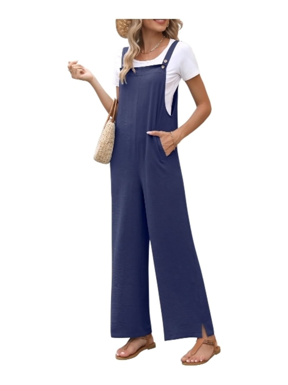 Showmall. Wide-Leg Navy Jumpsuit Overalls with Pockets - Women's. 5X. NWT.